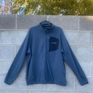 Columbia 1/2 Zip Fleece Sweater 2XL Men's Blue Pullover Omni-Wick Polyester